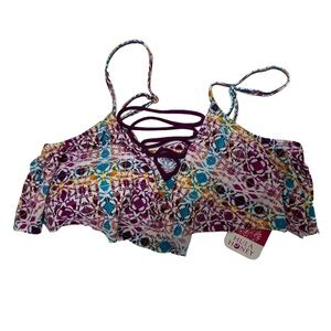 NWT Hula Honey Bikini Top Purple White Tribal Women’s